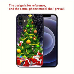 Christmas Tree & Santa Print Drop Proof Phone Case For iPhone Xs Xr