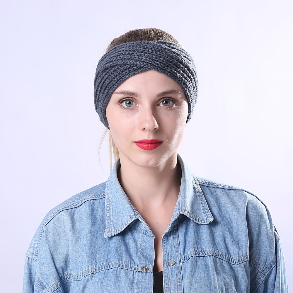 Striped Knitted Headband Solid Hairband Women Winter