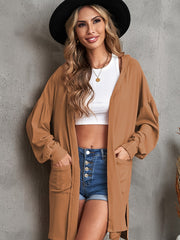 Hooded Mid Length Loose Jacket Solid Outerwear