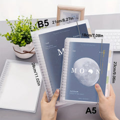A5 B5 Moon Planet Clear Coil Loose Leaf Notebook - 108 Sheets Set