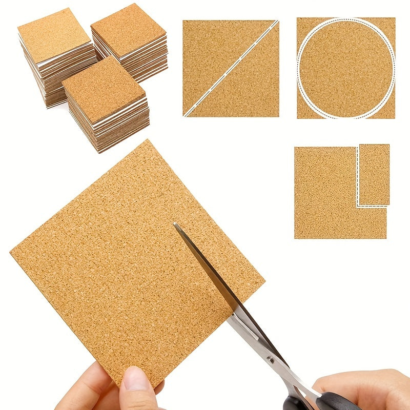 15pcs Self-adhesive Cork Coaster DIY Square Round Mat