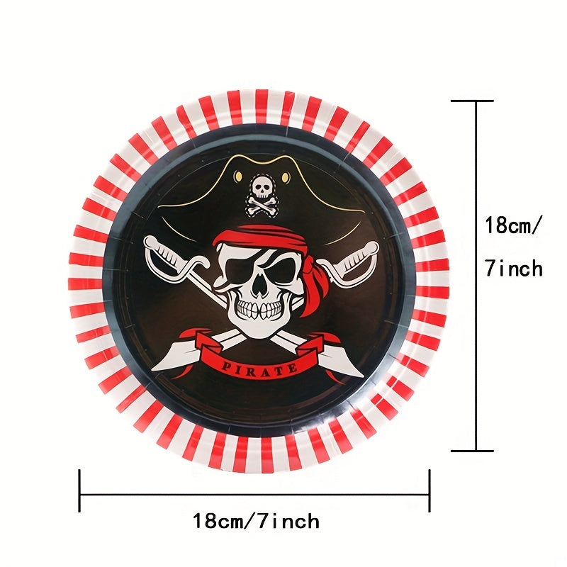 20pcs 17 Party Paper Plates Pirate Theme Party Tableware Set