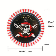 20pcs 17 Party Paper Plates Pirate Theme Party Tableware Set