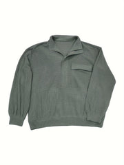  Solid Waffle Knit Half Zipper Top
