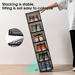 6pcs Plastic Shoe Storage Box with Door, Space Saving Organizer