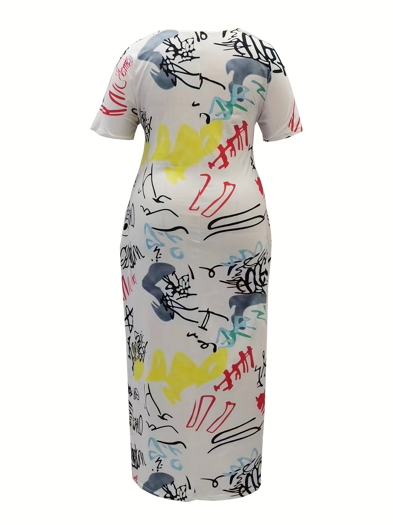  Women's Graffiti Print Maxi Dress With Pockets