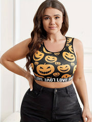  Pumpkin Print Seamless Bralette