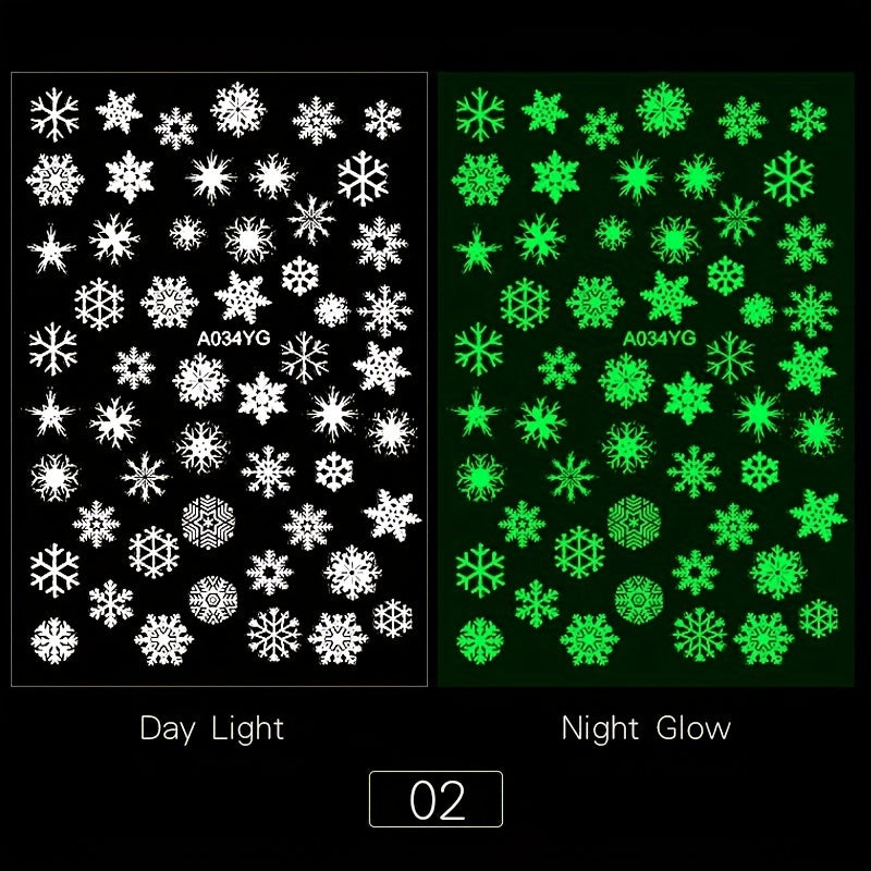 Glow in the Dark 3D Nail Decals DIY Nail Art Stickers for Girls