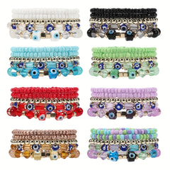 Boho Beaded Bracelet Set Stackable Hand Jewelry Women