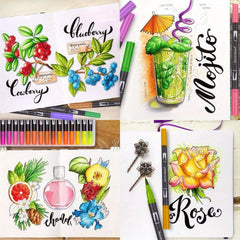 72 Dual Tip Brush Pens Fine Broad Tips Calligraphy Sketching Pens