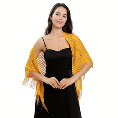 Lace Wave Triangle Shawl Soft Fringed Scarf Party Evening Wedding Bridal Dress