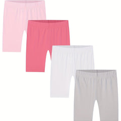 4pcs Toddler Girls' Basic Bike Shorts for Kids Summer Clothes