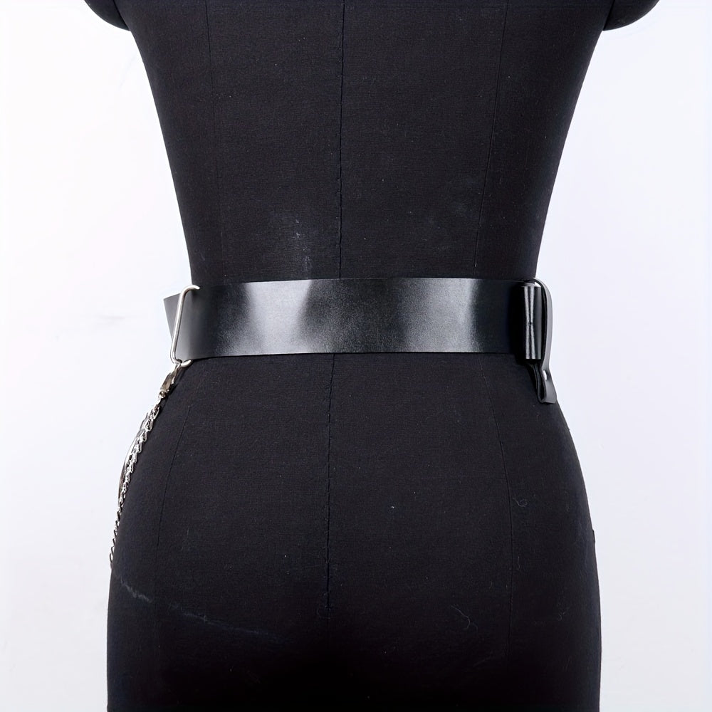  PU Leather Belt Punk Tassel Waistband Harness Belt With Chain