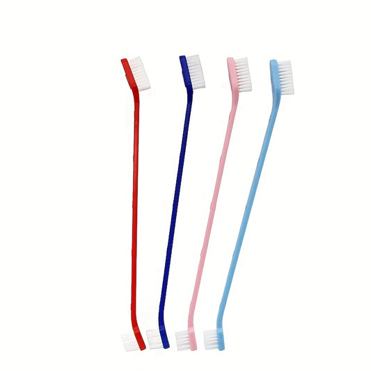 7pcs Double Headed Dog Toothbrushes Long Handled Pet Teeth Cleaning Tool