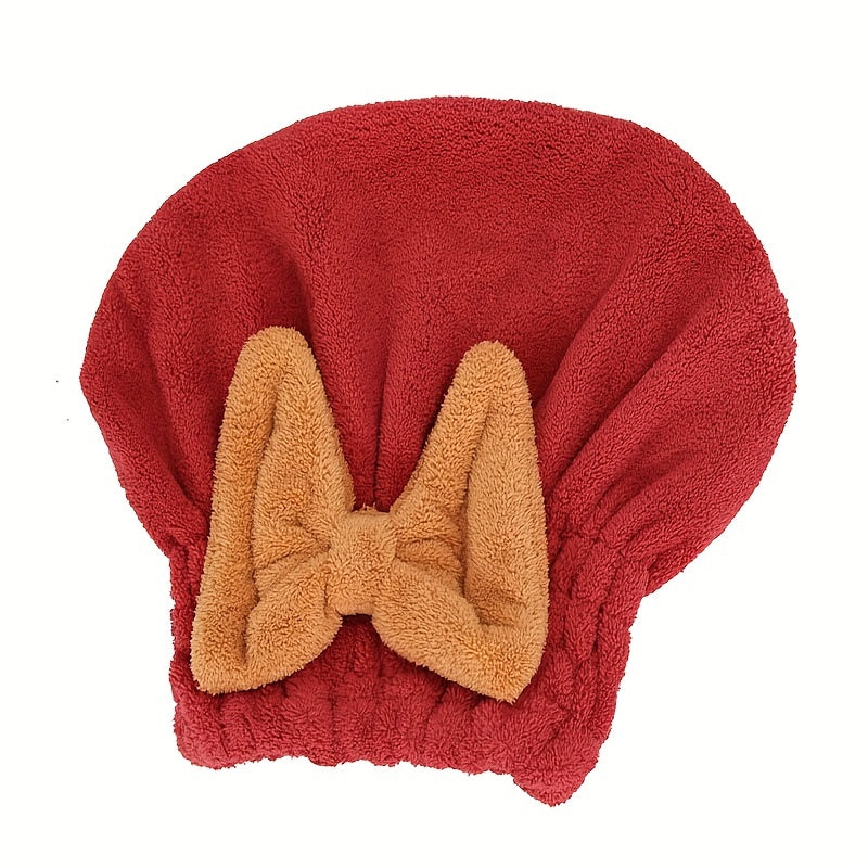 2Pcs Microfiber Hair Towel Wrap with Bow Knot for Women