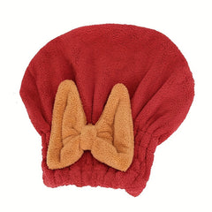 2Pcs Microfiber Hair Towel Wrap with Bow Knot for Women