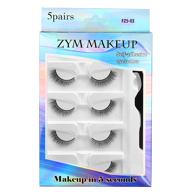 5 Pairs Holographic Self-Adhesive Eyelashes with Tweezers