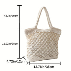 Minimalist Hollow Out Straw Bag Woven Shoulder Bag For Vacation