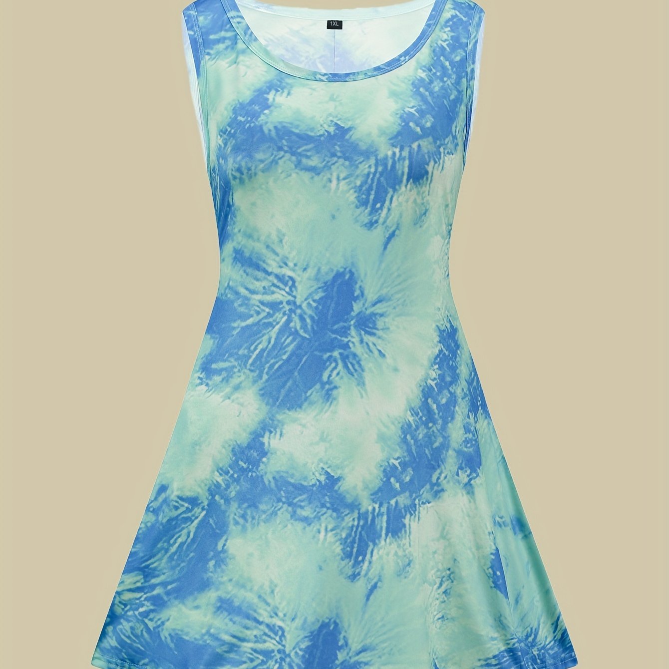  Tie Dye Tank Dress Round Neck