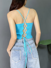 4 Pack Backless Cami Tops Stretchy Sleeveless Crew Neck Casual Women's Clothing