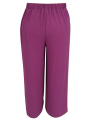  Solid Wide Leg Loose Trousers With Pockets