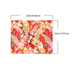 5pcs Japanese Fabric Bundle: Red Cotton for Patchwork Dolls & Bags Quilting
