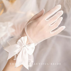 Bridal Wedding Retro Short Mesh Plain Oversleeve Gloves