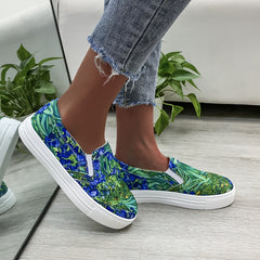 Women's Cartoon Print Canvas Loafers Lightweight Slip On Shoes