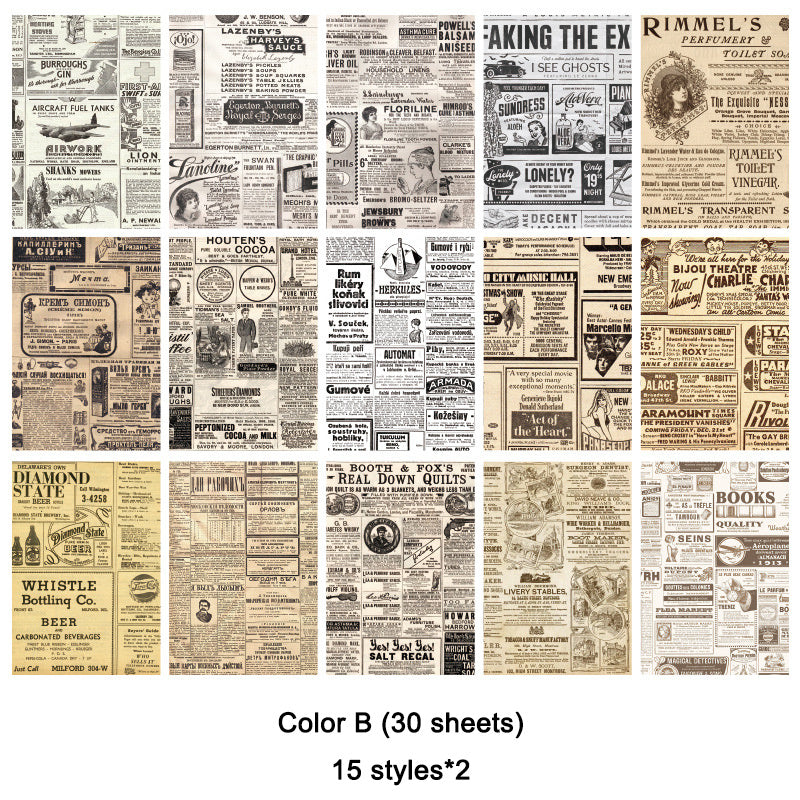 30 Sheets Vintage Scrapbook Paper DIY Craft Paper For Journaling Scrapbooking