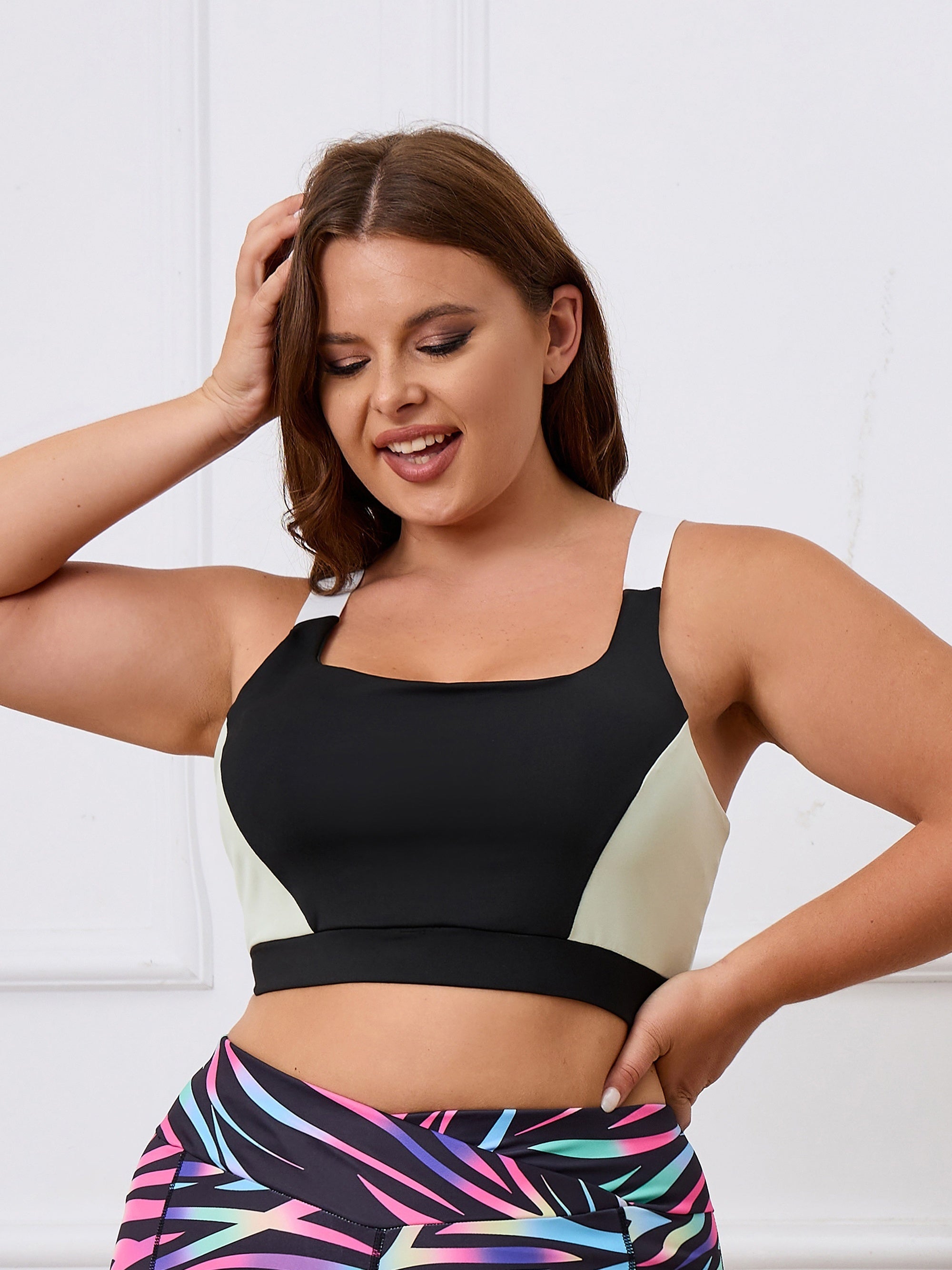  Colorblock Padded Seamless Sports Bra