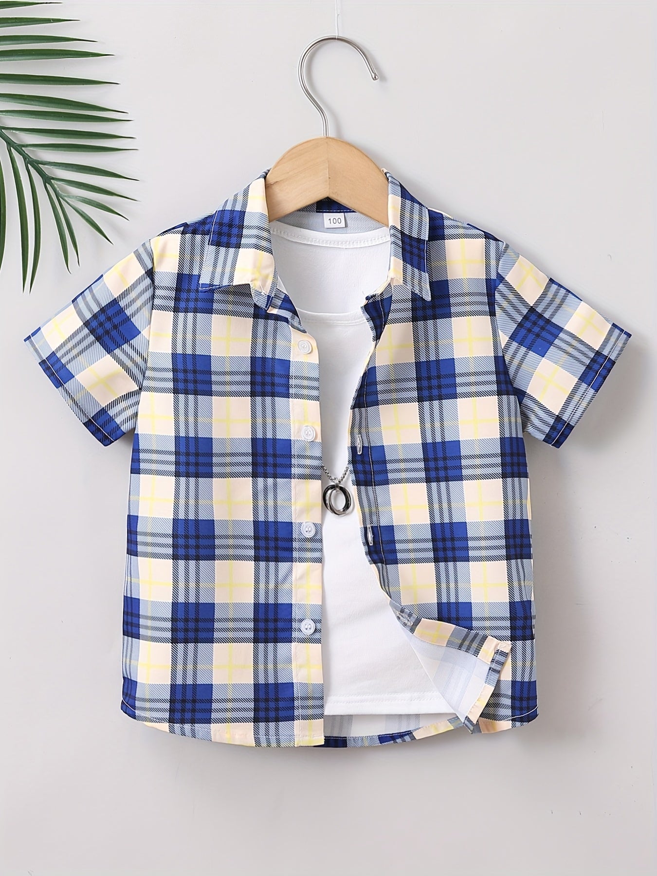 Boys Plaid Shirt Short Sleeves Preppy Style Summer Kids Clothes