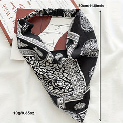 Retro Flower Print Scarf Headband Elastic Band Head Scarf Pastoral Style