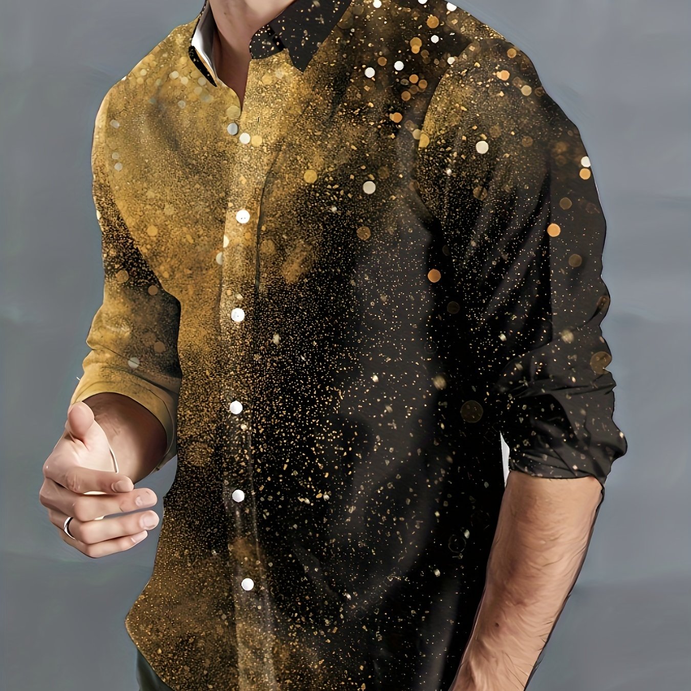 Pattern Men's Button Up Long Sleeve Shirt For Summer