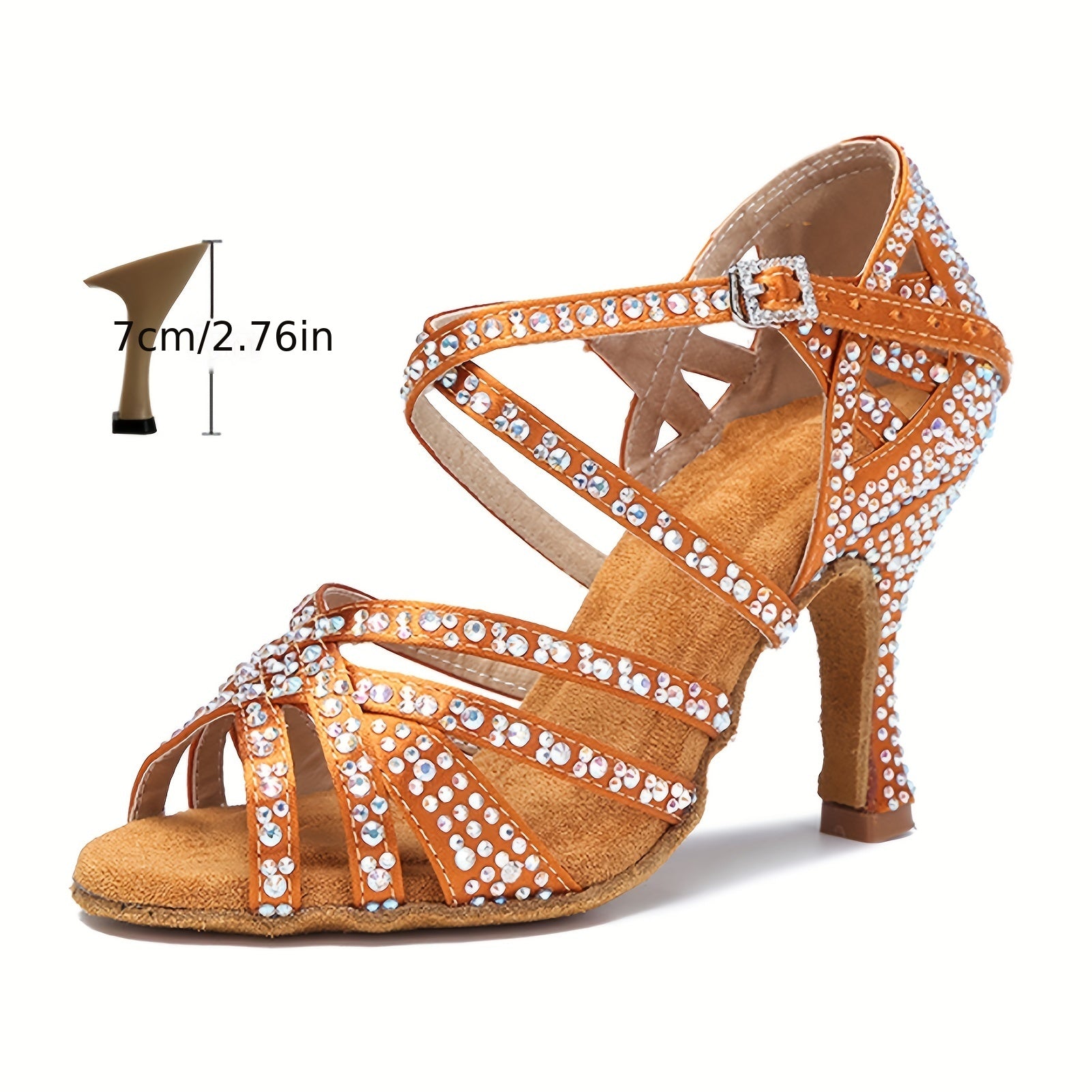 Rhinestone Latin Dance Shoes High Heel Soft Sole