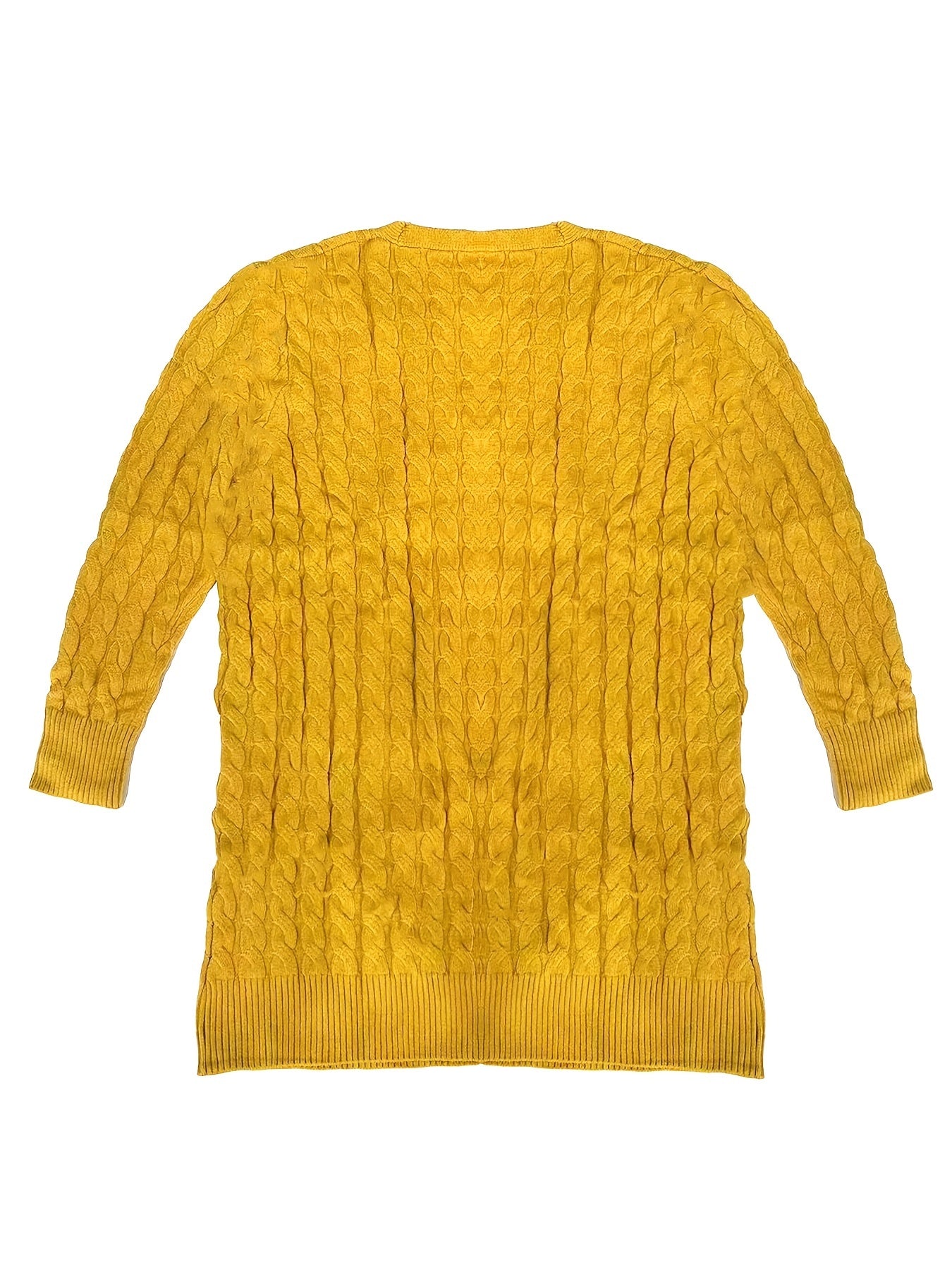  Solid Jacquard Long Cardigan With Pockets