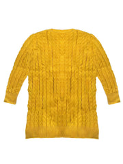  Solid Jacquard Long Cardigan With Pockets