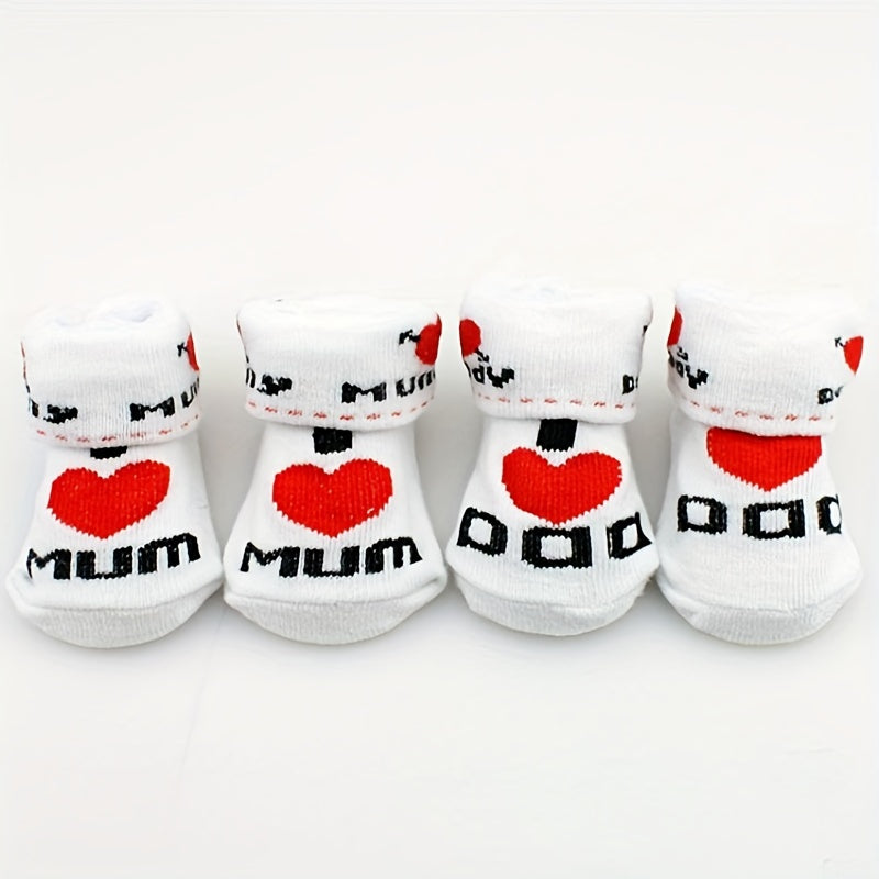 Newborn Knit Socks I LOVE MUM I LOVE DAD Cotton Socks