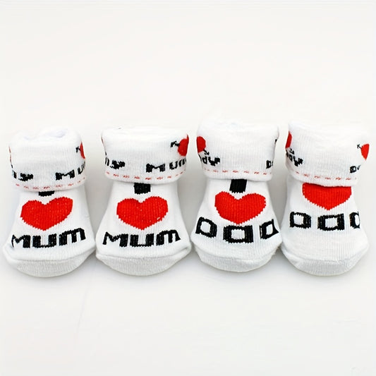 Newborn Knit Socks I LOVE MUM I LOVE DAD Cotton Socks