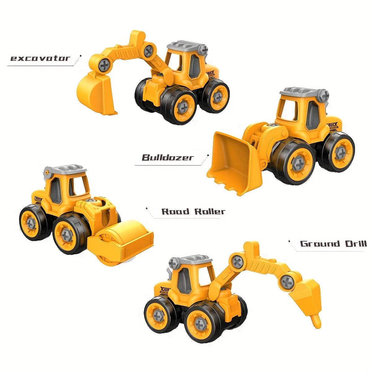5pc Engineering Cars & Screwdriver Toy Excavator Building Blocks