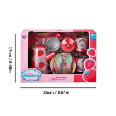 Strawberry Tea Set for Girls Pretend Play Tin Teapot Set