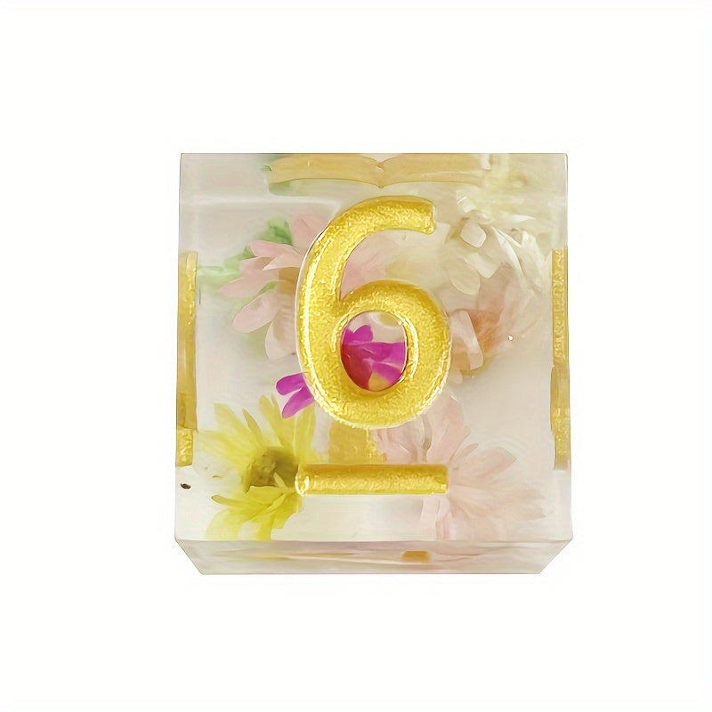 6pcs Resin Digital Dice Transparent Petal Dice For Board Game