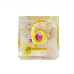 6pcs Resin Digital Dice Transparent Petal Dice For Board Game