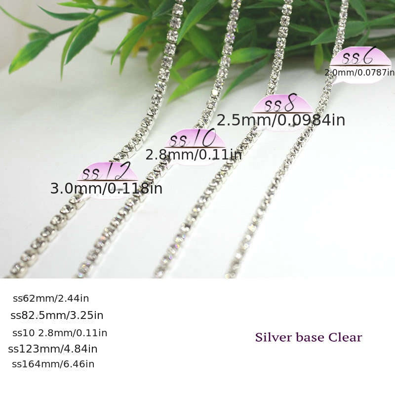 1yard Glitter Crystal Rhinestone Chain Sew On Glue On Chain Colorful Chain