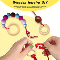 25pcs Unfinished Wooden Rings Crafting Jewelry Making Connectors 5 Sizes