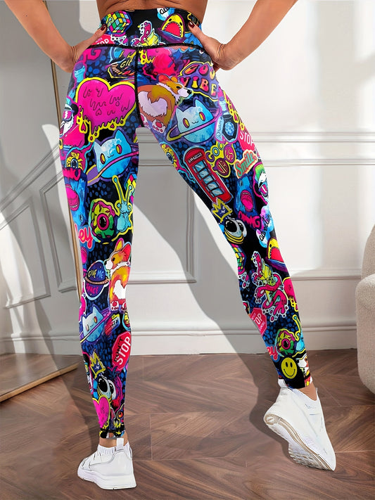 Graffiti Butt Lifting Leggings High Stretch Yoga Pants