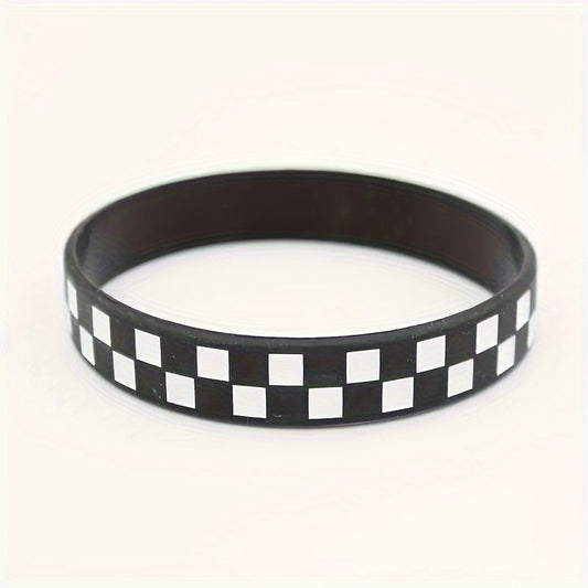 4pcs Checked Pattern Bracelet Silicone Wristband Rubber Wristband