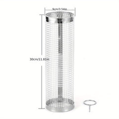 Stainless Steel Rolling Grill Basket for Vegetables and Fish