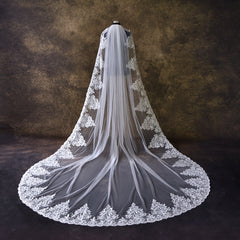 Vintage Lace Bridal Veil with Hair Comb