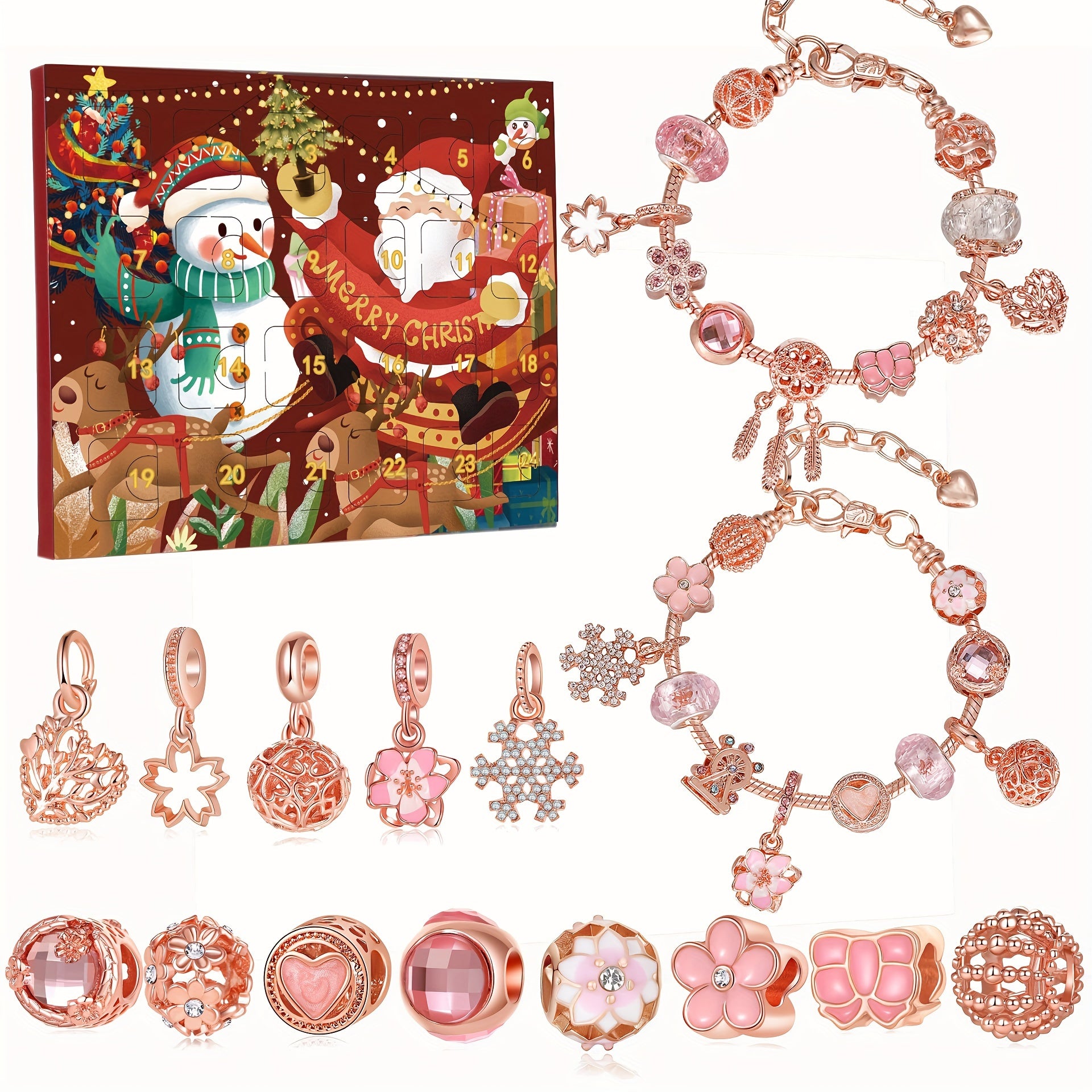 DIY Charms Beads & Bracelets Advent Calendar 24 Days Christmas Gift Set Girls Te