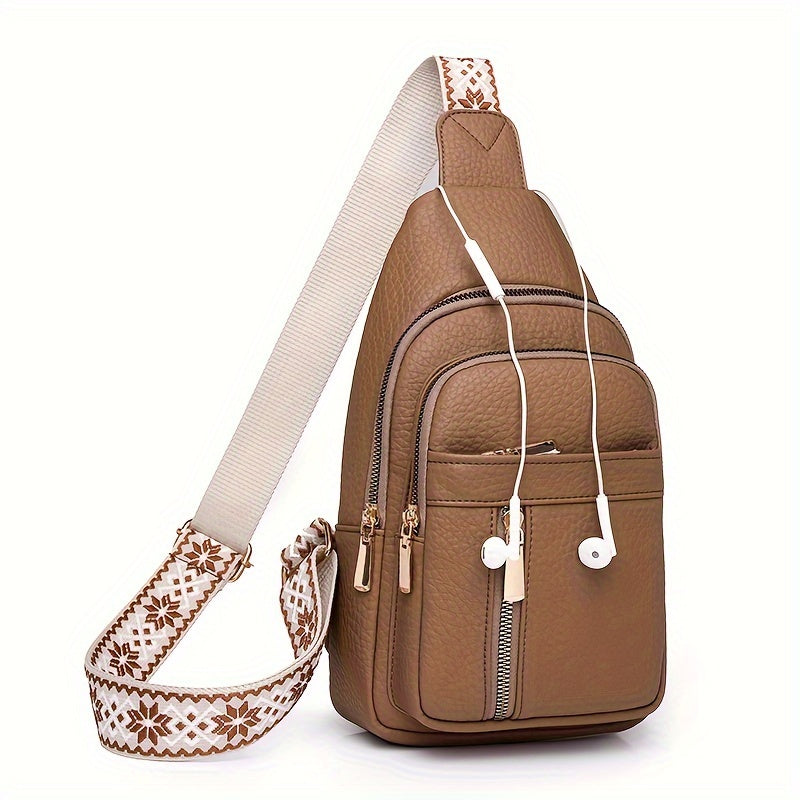 Women's Vintage Chest Bag PU Leather Crossbody Bag